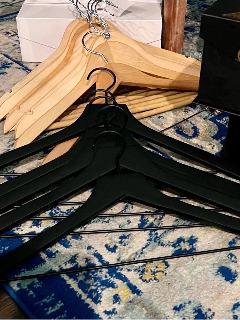 Decorative Storage Boxes. In small mdm & large sizes. Includes 15 wood hangers